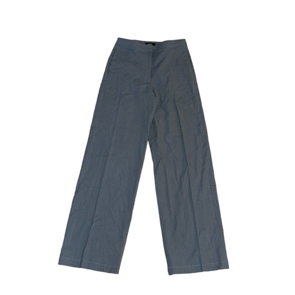 Theory Clean Trousers Soft Crunch Linen Steel Gray Career Pants Size 0 - Picture 3 of 11